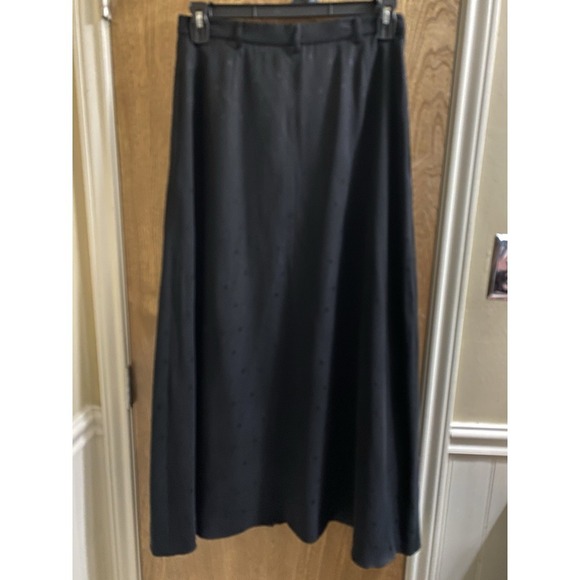 Vintage Anne Klein Pure Silk Button-up Skirt Black Polka Dots Size 12 Flowy NWT - Picture 4 of 16